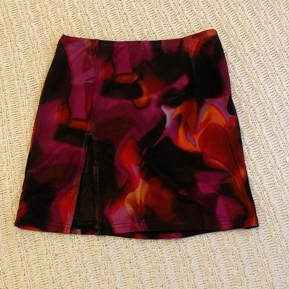 White Fox Boutique Vibrant Purple and Red Mini Skirt